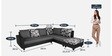 Rio Fabric LHS Sectional Sofa in Grey & Black Colour with Coffee Table