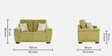 Rio Chenille Fabric 2 Seater Sofa In Olive Green Colour