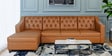 Riosche Leatherette RHS Sectional Sofa (3+ Lounger)in Tan Colour