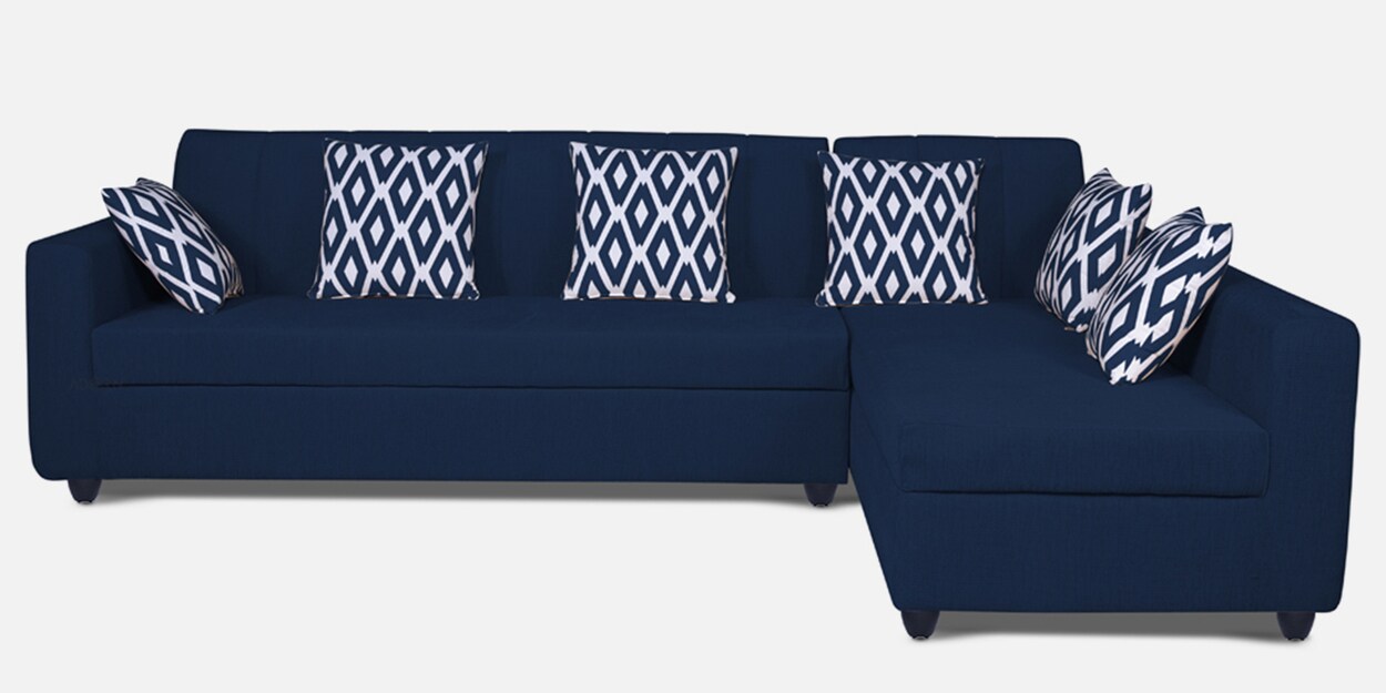 Buy Rio Fabric LHS Sectional Sofa in Blue Colour with Cushions at 29