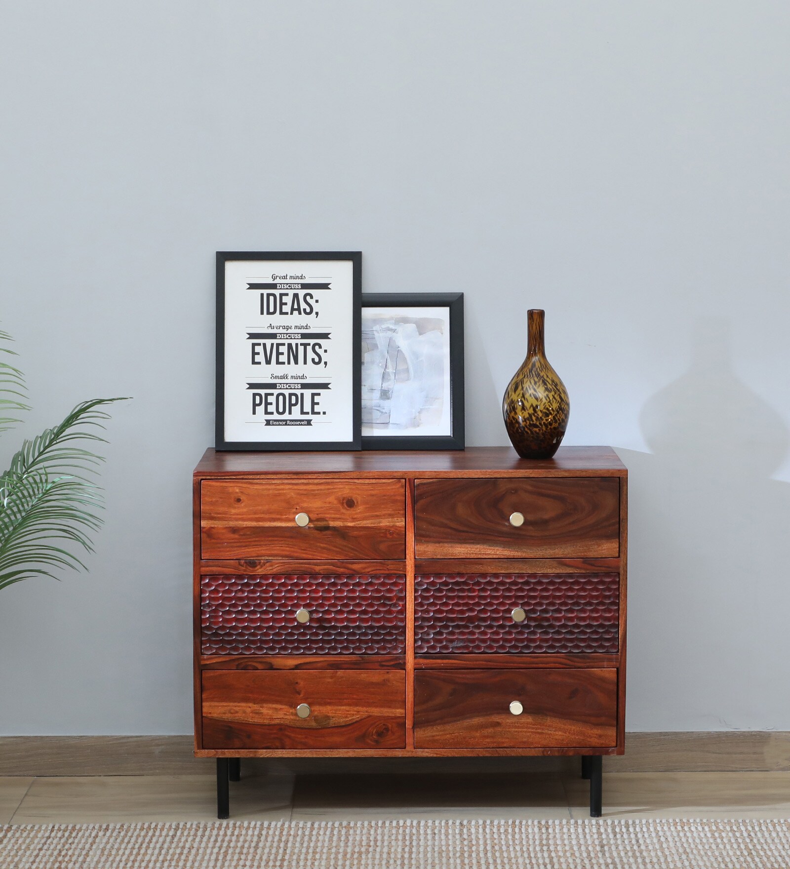Richmond Sheesham Wood Chest Of Drawers In Honey Oak Finish