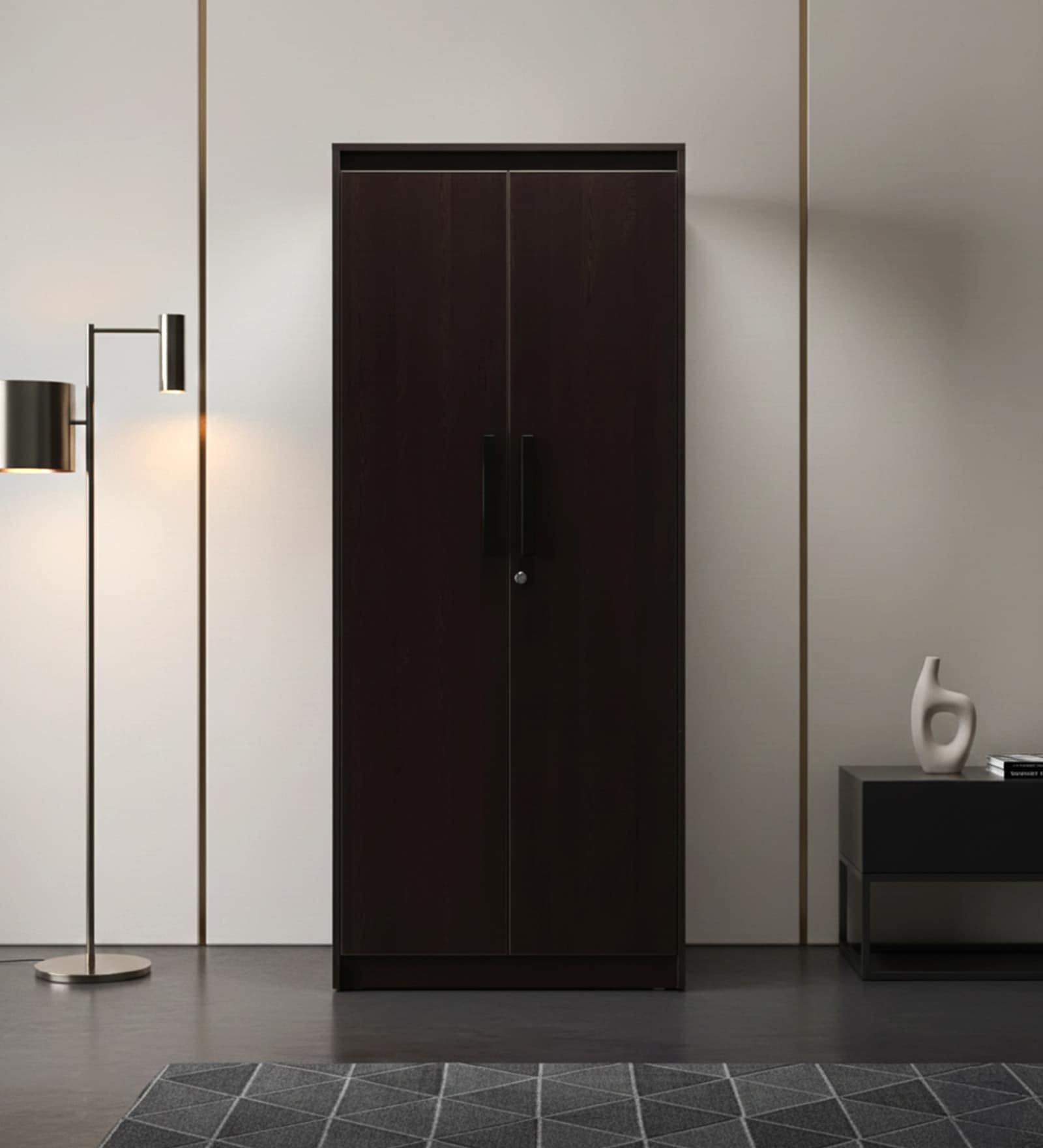 Rick 2 Door Wardrobe In Brown Finish
