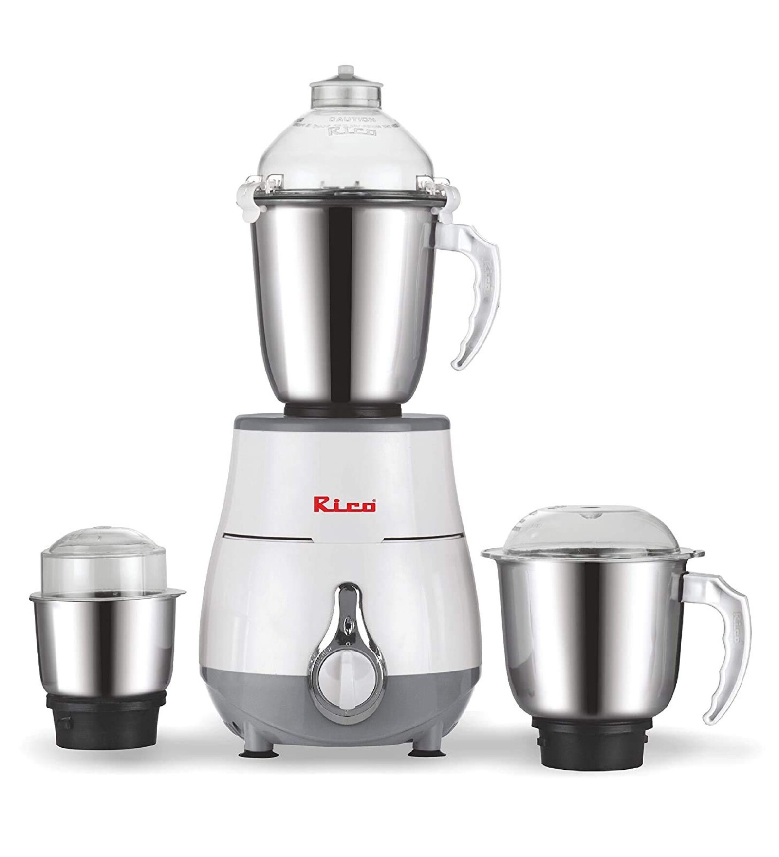 Rico MG1810 Mixer Grinder 750 Watts, 100% Copper Motor with 3 Unbreakable Jar (White)