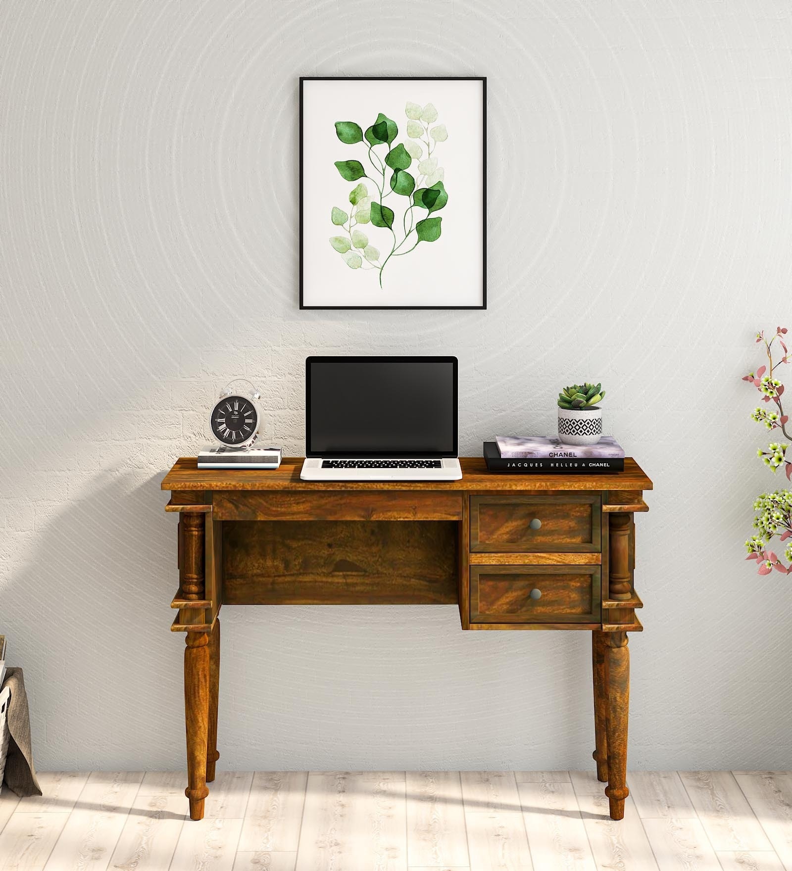 Ridhaan Sheesham Wood Writing Table In Scratch Resistant Provincial Teak Finish