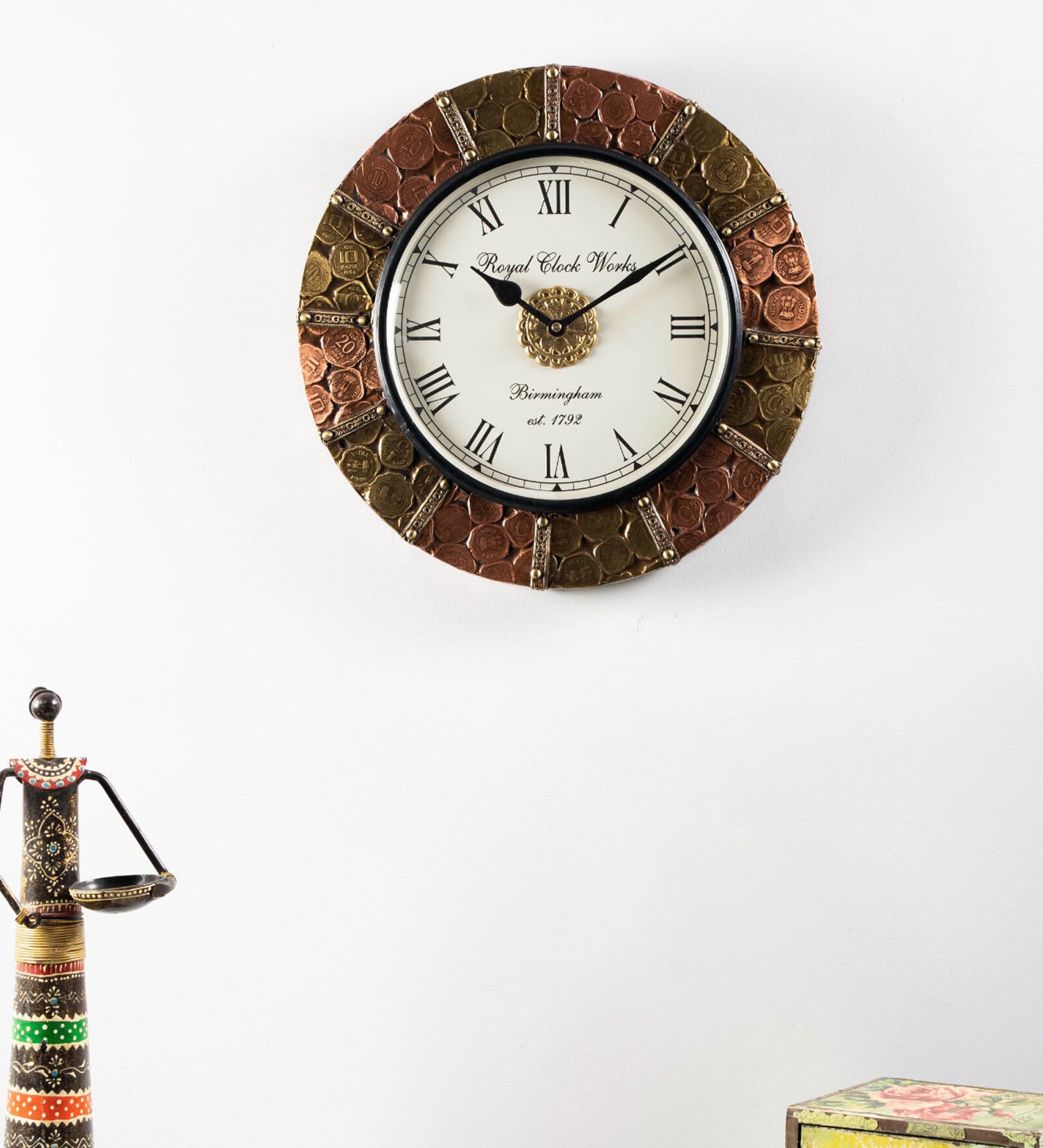 Ridit Brass MDF Wall Clock
