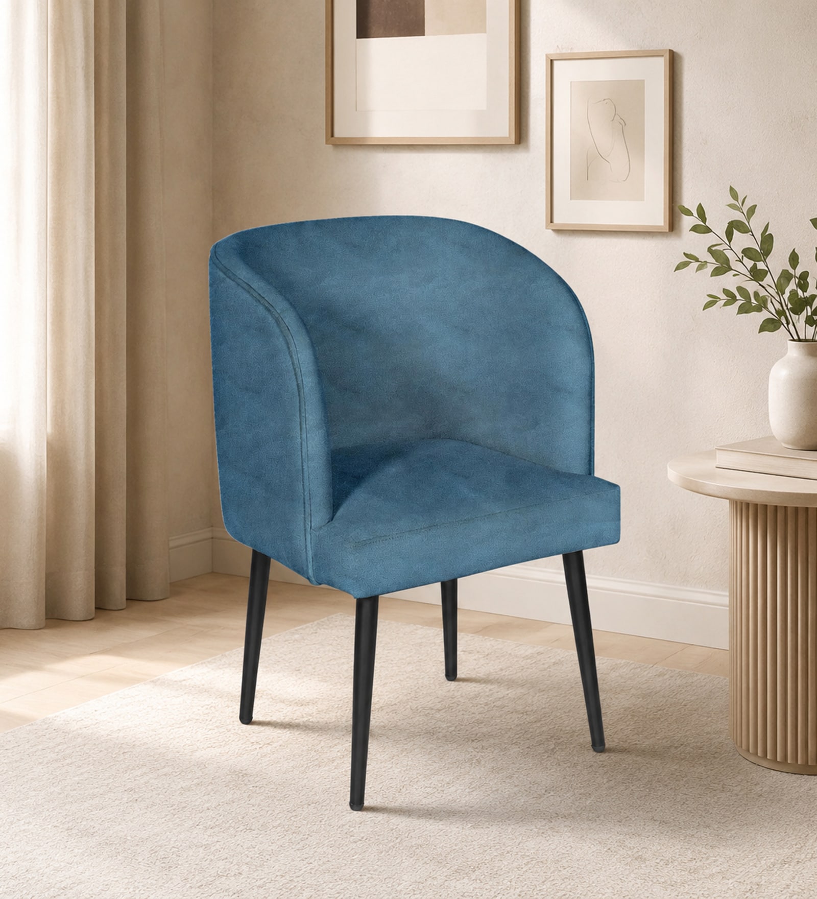 Rieta Upholestery Dining Chair In Blue Colour Rieta Upholestery Dining Chair In Blue Colour