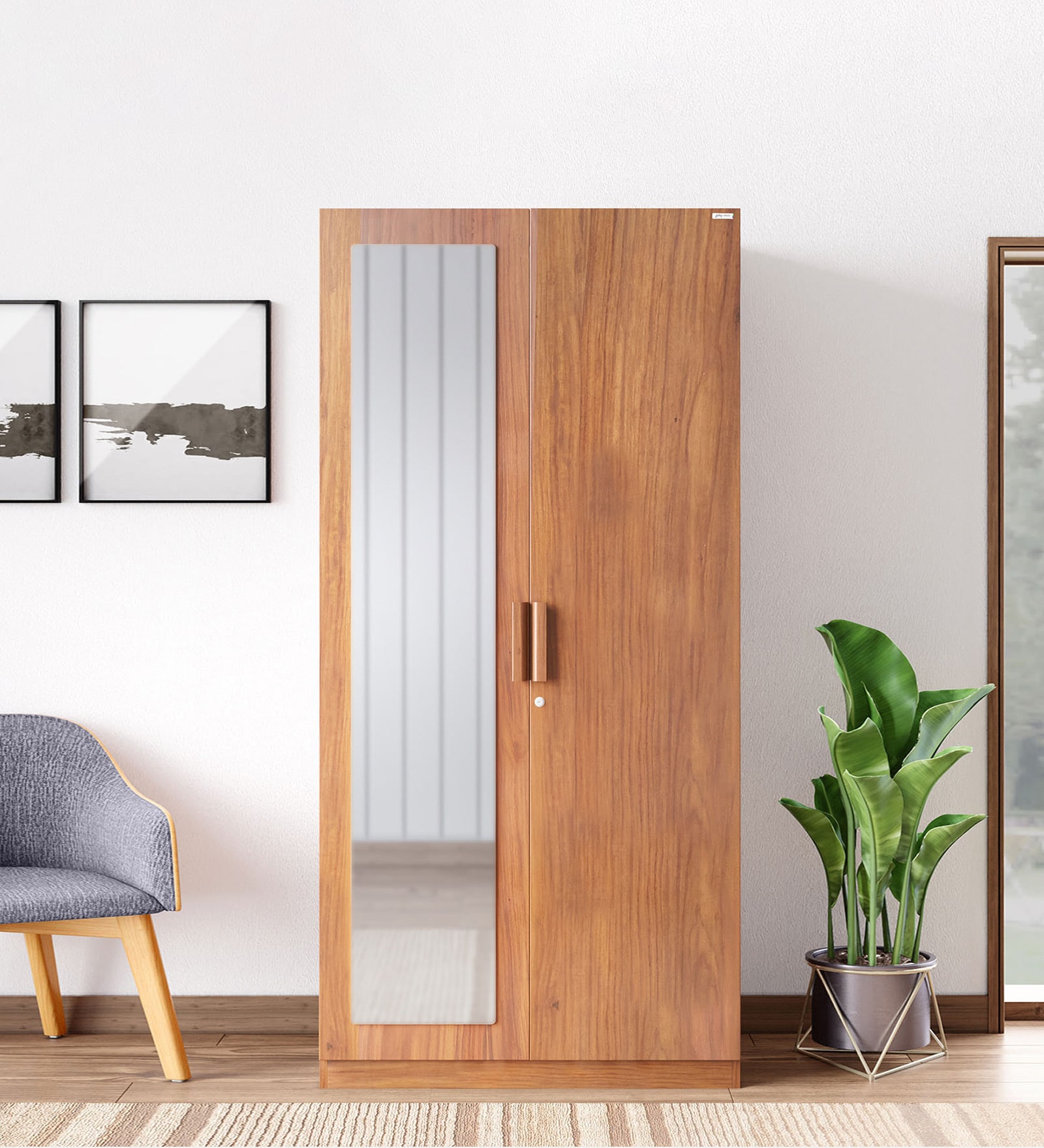 Riga Sheesham 2 Door Wardrobe in Fine Walnut Colour