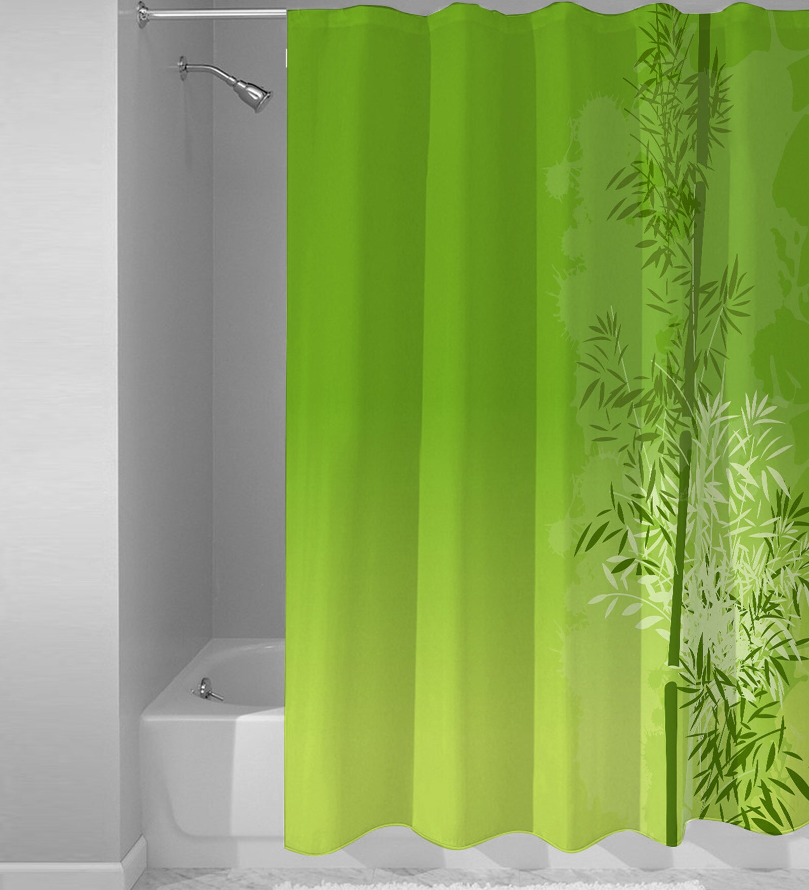 Buy Green Polyester Shower Curtain (Length 84, Width 48 Inches) By