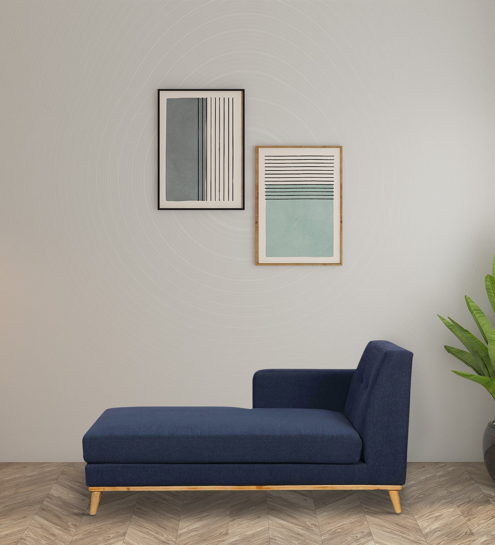 Buy Torino Fabric Chaise Lounger in Navy Blue Colour at 15 OFF by