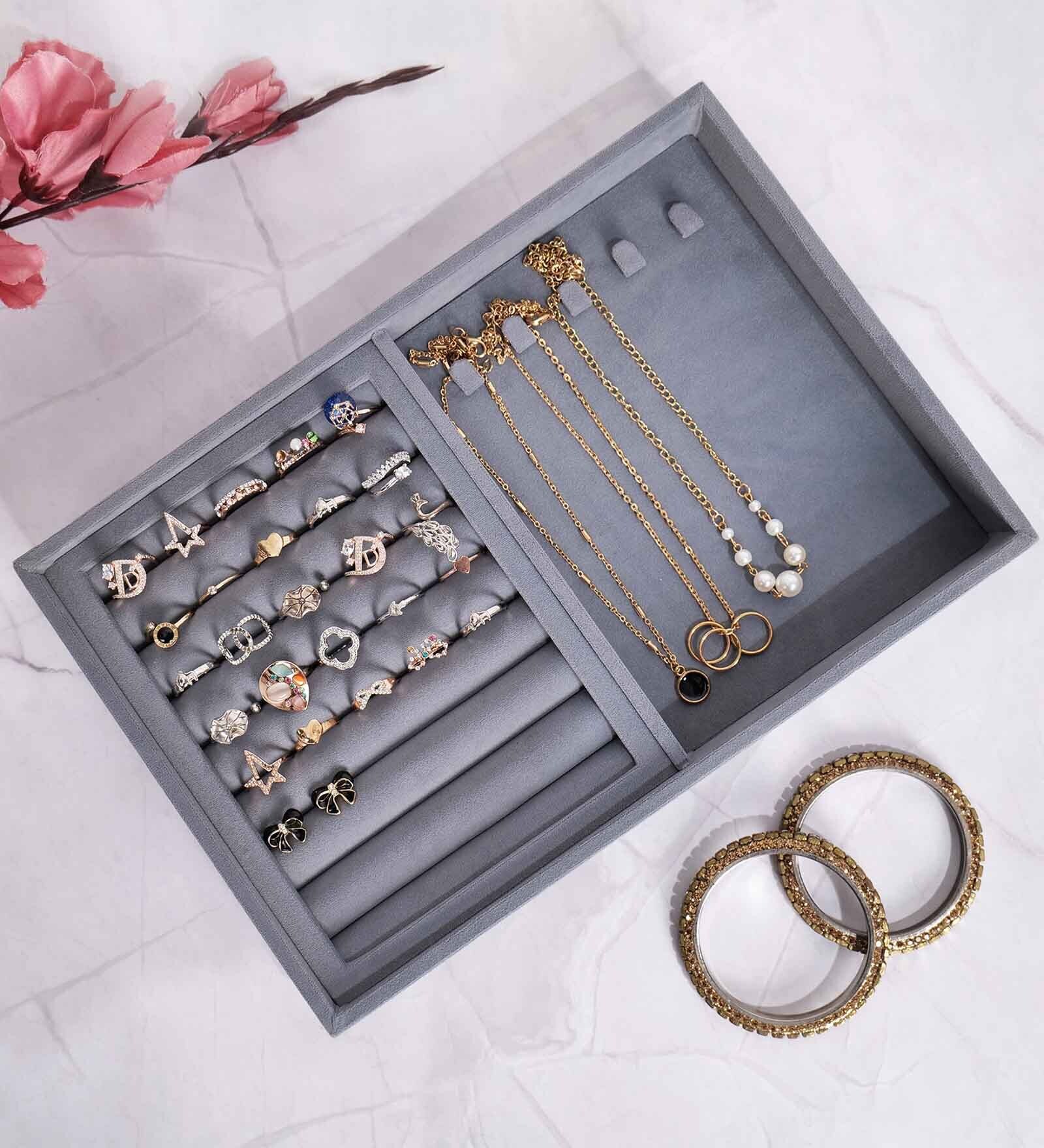 Grey Rings & Chains Jewellery Tray