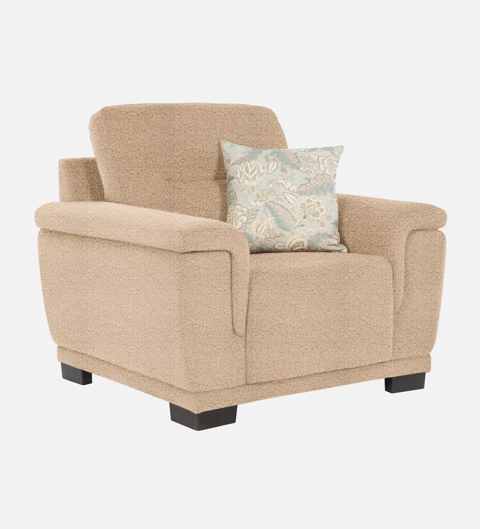 Rio Boucle Fabric 1 Seater Sofa In Beige Colour