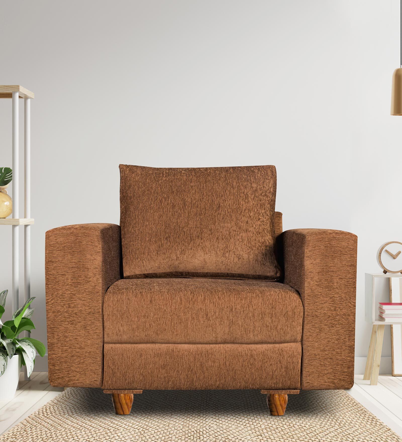 Rio Fabric 1 Seater Sofa in Beige Colour