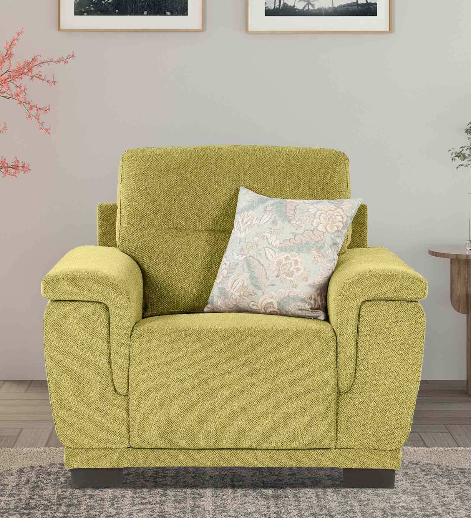 Rio Chenille Fabric 1 Seater Sofa In Olive Green Colour