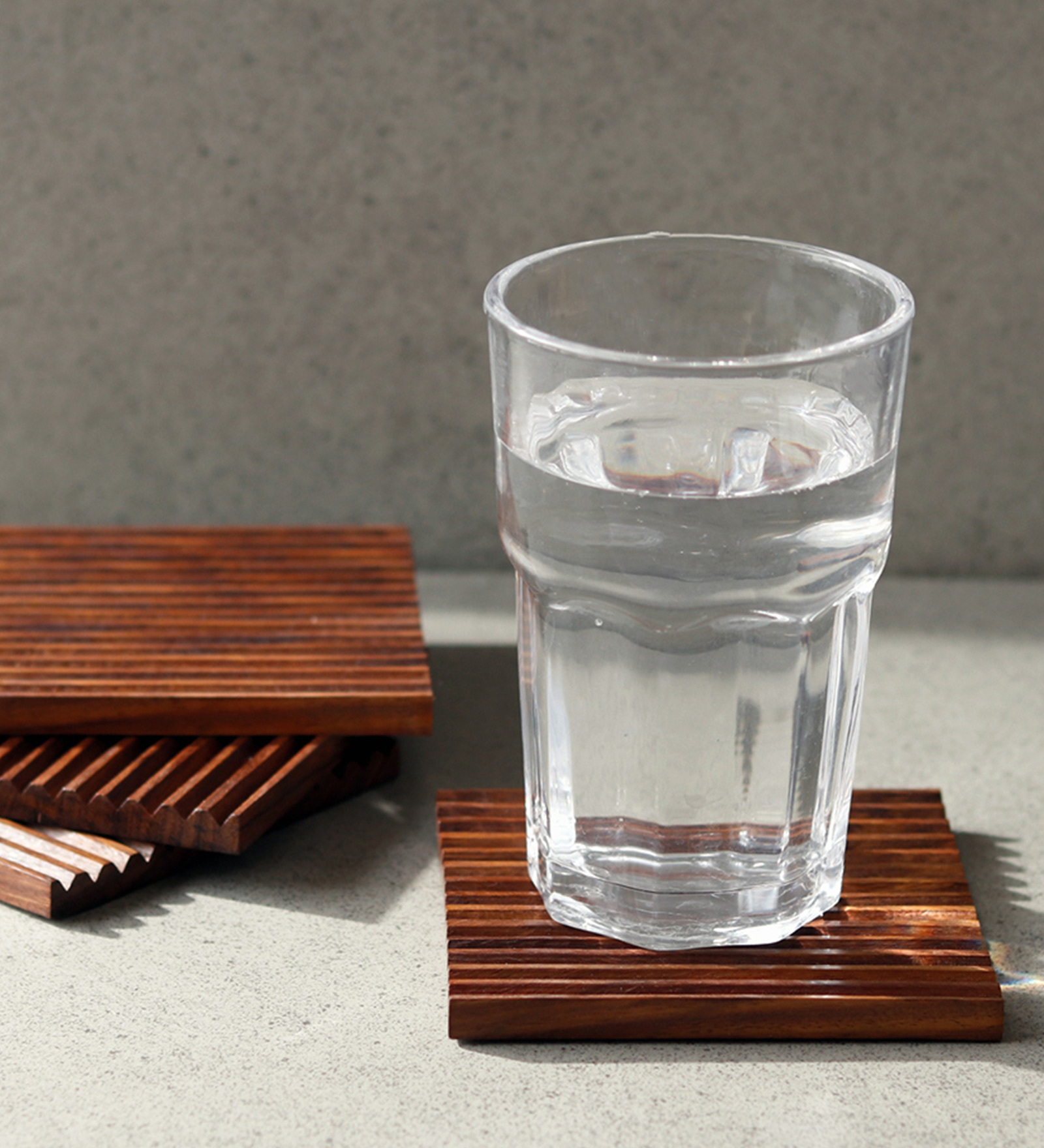 Ripple Brown Mango Wood (Set of 4) Table Coaster