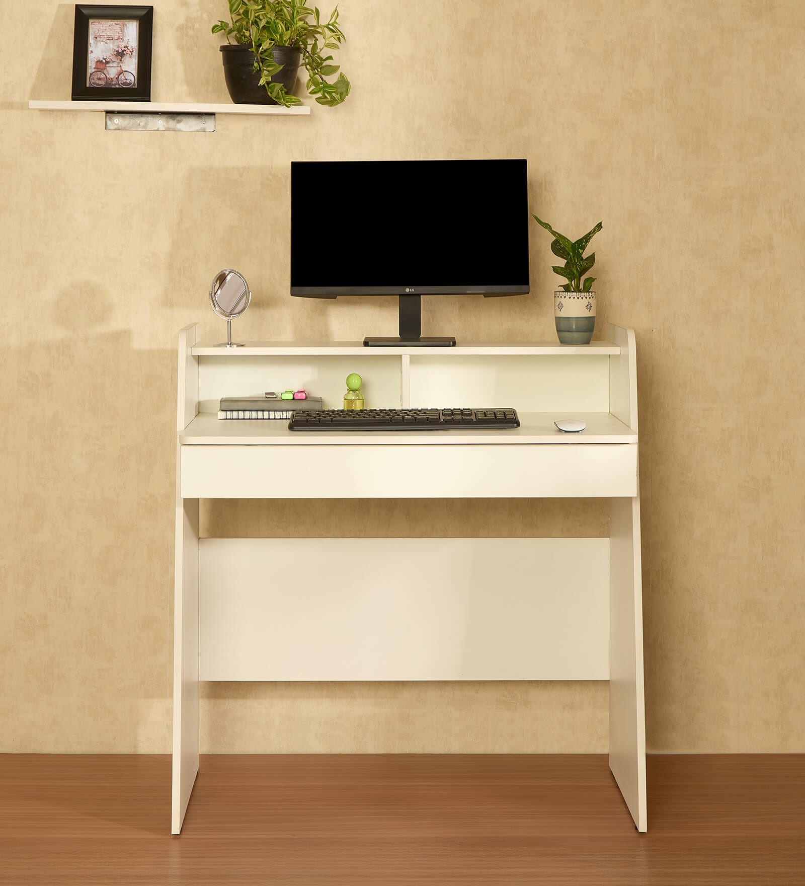 Ripple Study Table in White Colour