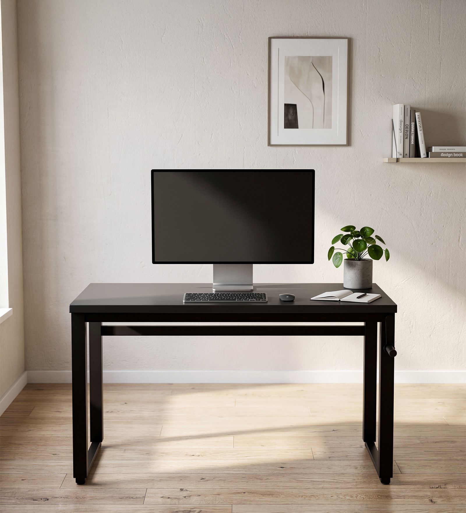 Rise Manual Height Adjustable Table In Black Color