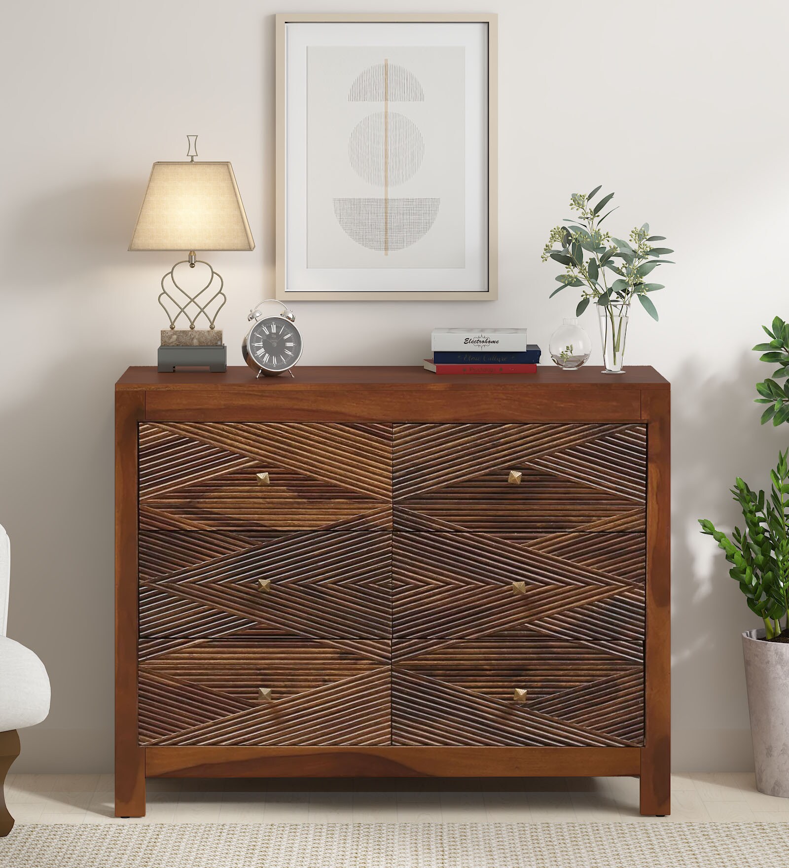 Ritmo Sheesham Wood Chest Of Drawers In Provincial Teak Finish