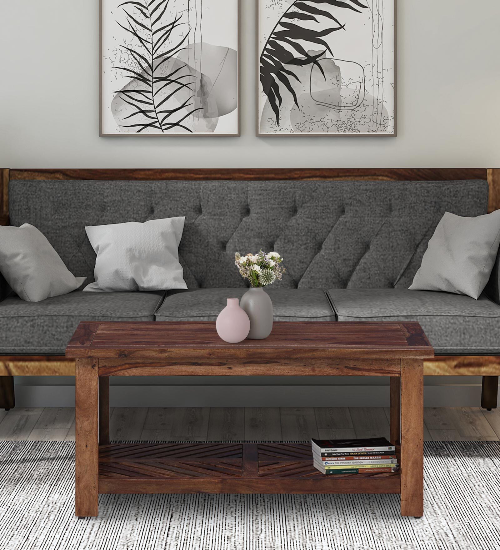 Buy Ritz Sheesham Wood Coffee Table in Rustic Teak Finish at 4 OFF by