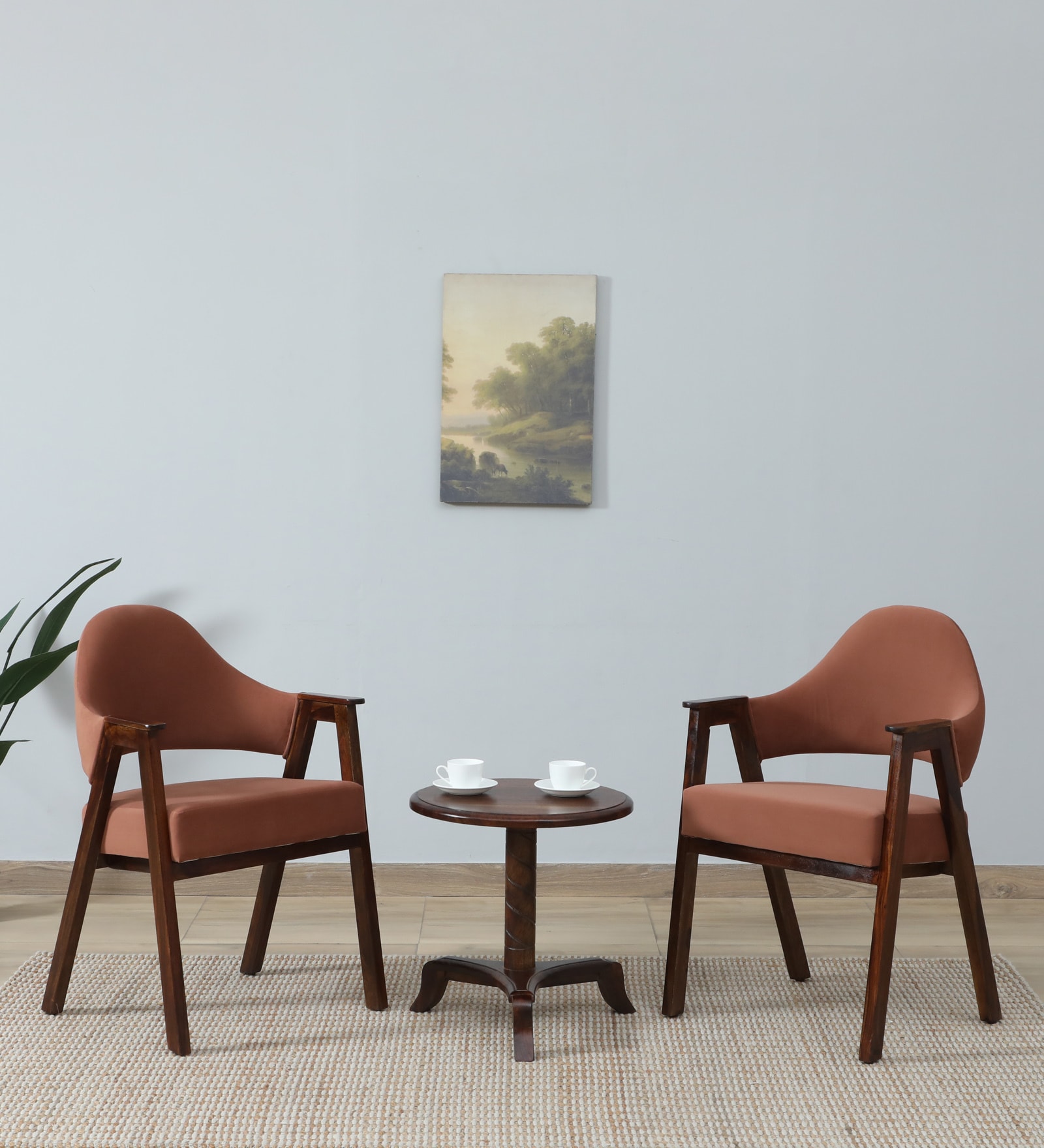 Ritzing Sheesham Wood Coffee Table Set In Provincial Teak Finish And Mocha Mousse Colour