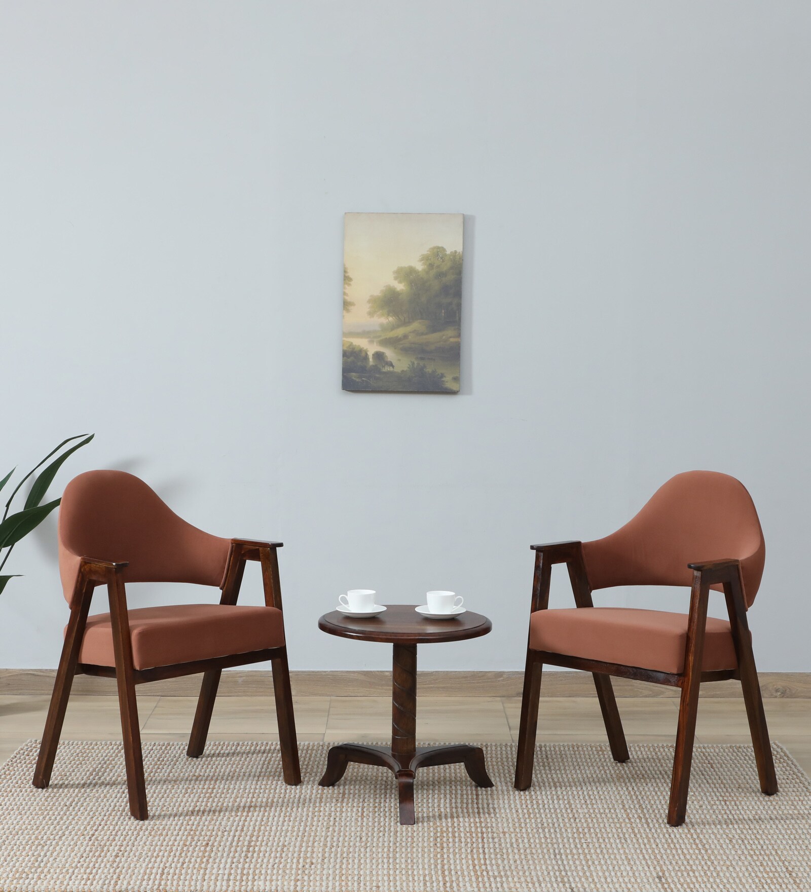 Ritzing Sheesham Wood Coffee Table Set In Provincial Teak Finish And Mocha Mousse Colour