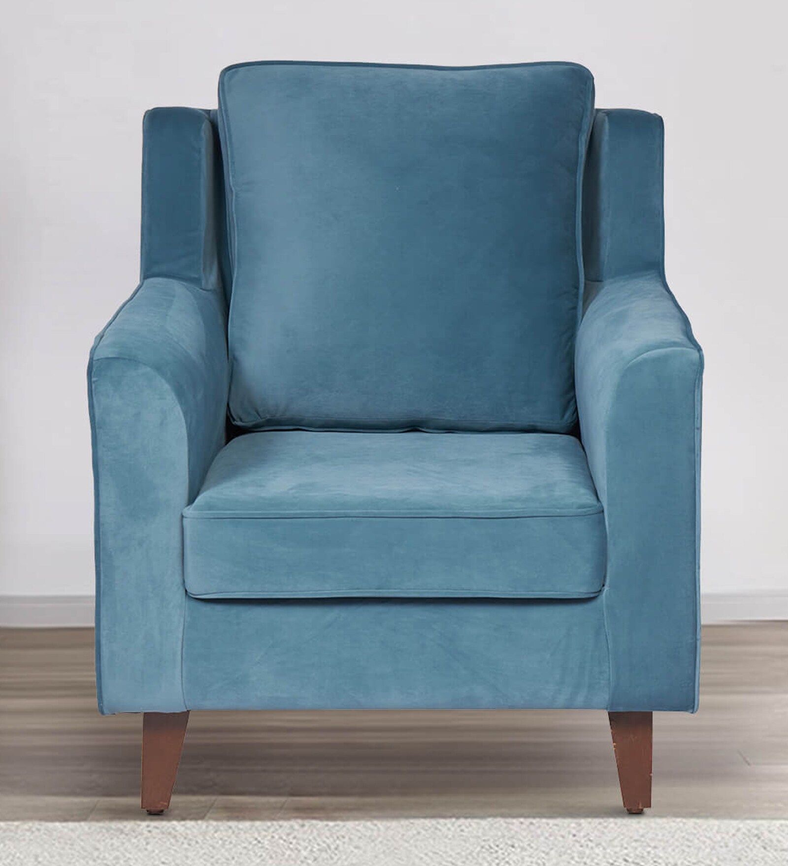 Ritzy Fabric 1 Seater Sofa In Blue Colour