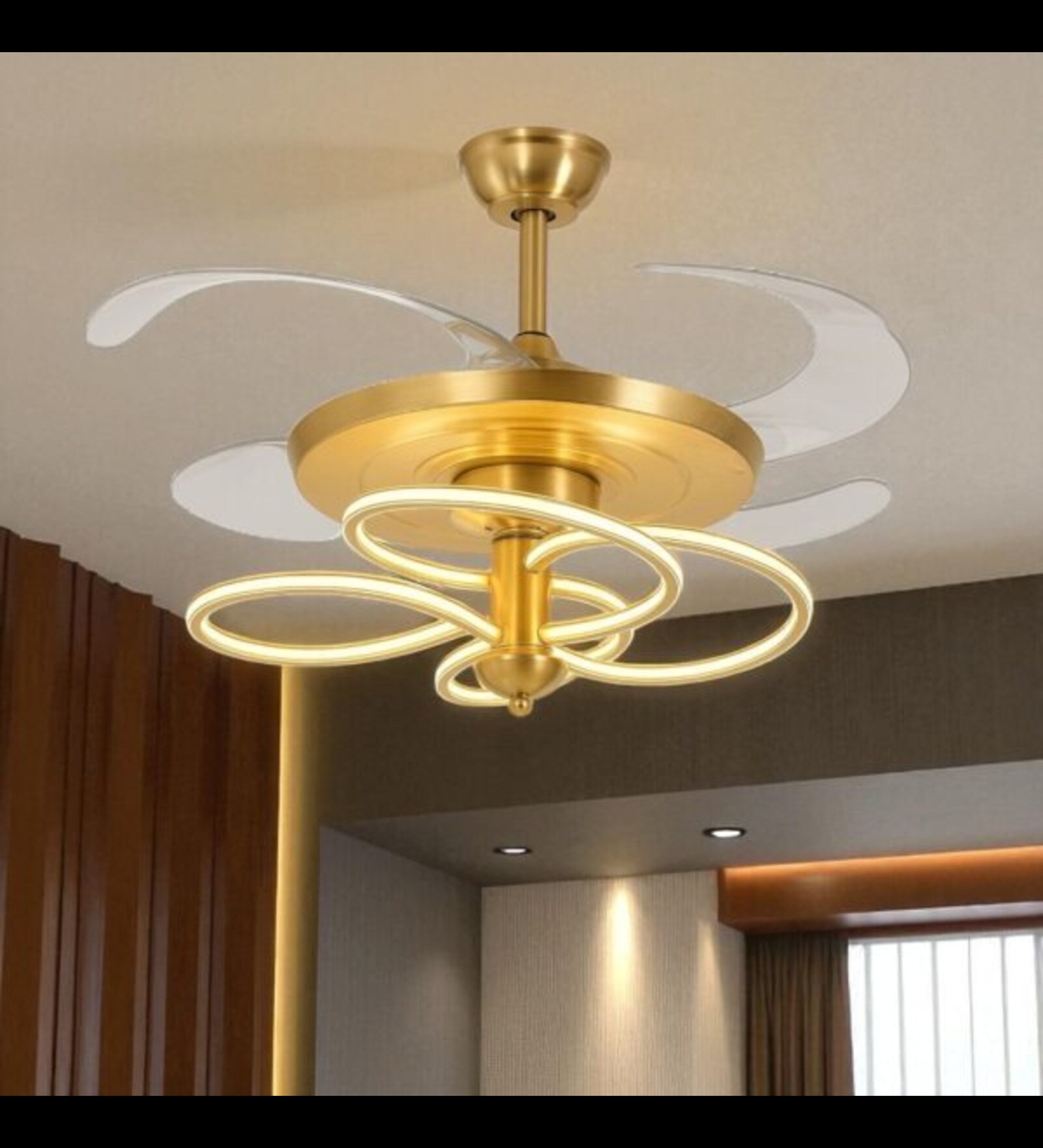 Riva Smart Fan French Gold Metal , Google & Alexa Remote & App Control