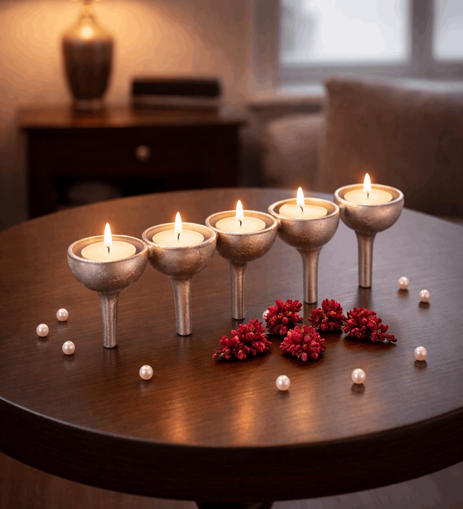 Rivera Candle & T-Light Holder Medium Silver