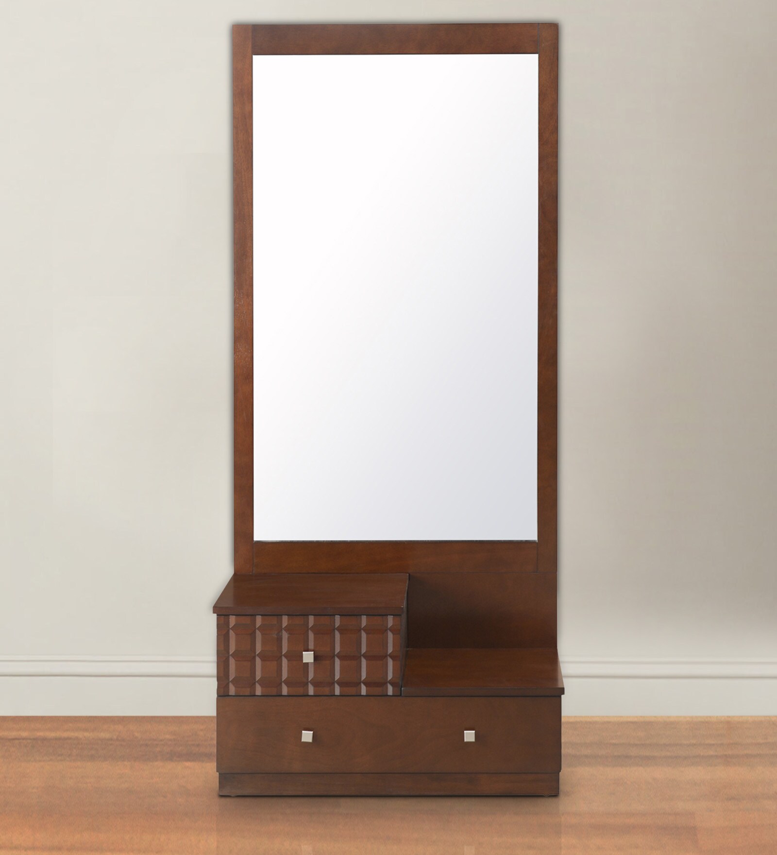 Rivera Dressing Table with Mirror in Dark Walnut Finish