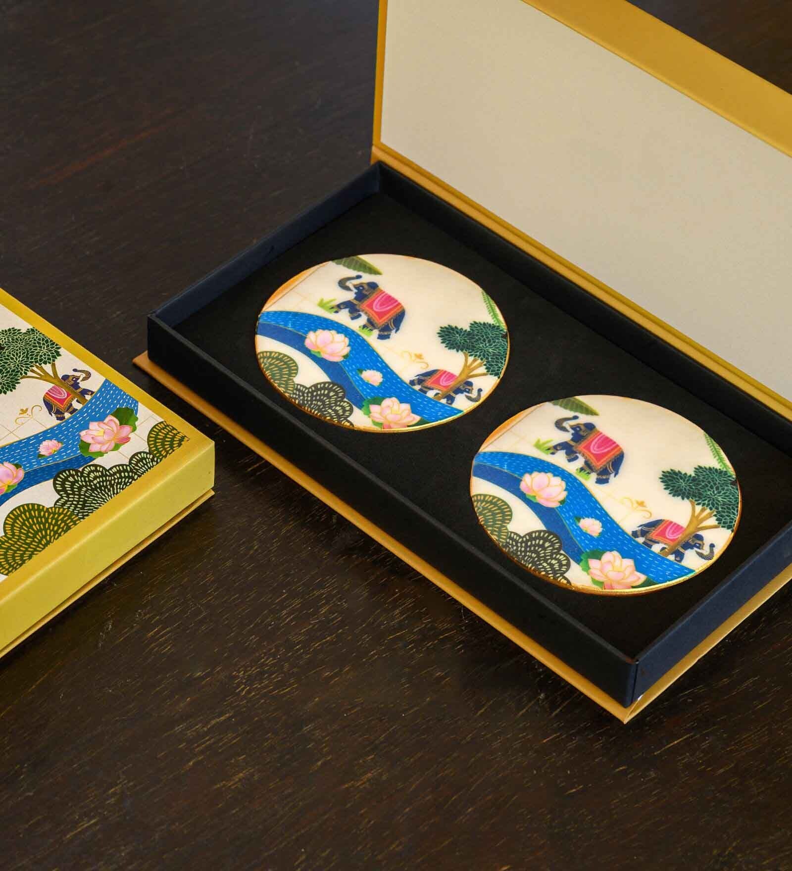 Multicolour (4 x 4 Inches) Marble (Set of 2) Coasters