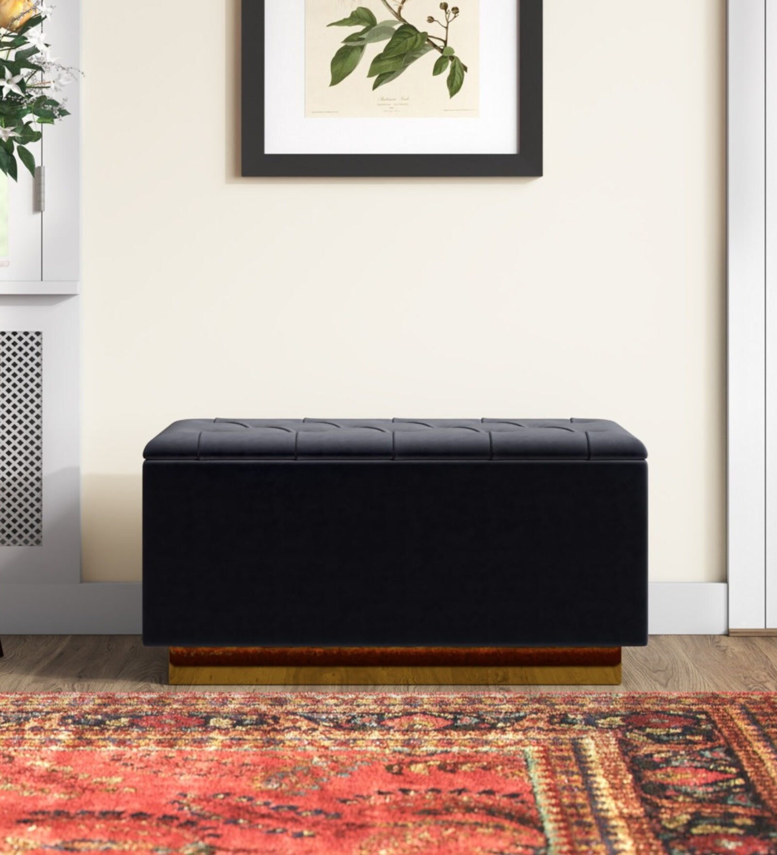 Riviera Fabric Signature Storage Ottoman Ottoman in Black Colour Riviera Fabric Signature Storage Ottoman Ottoman in Black Colour