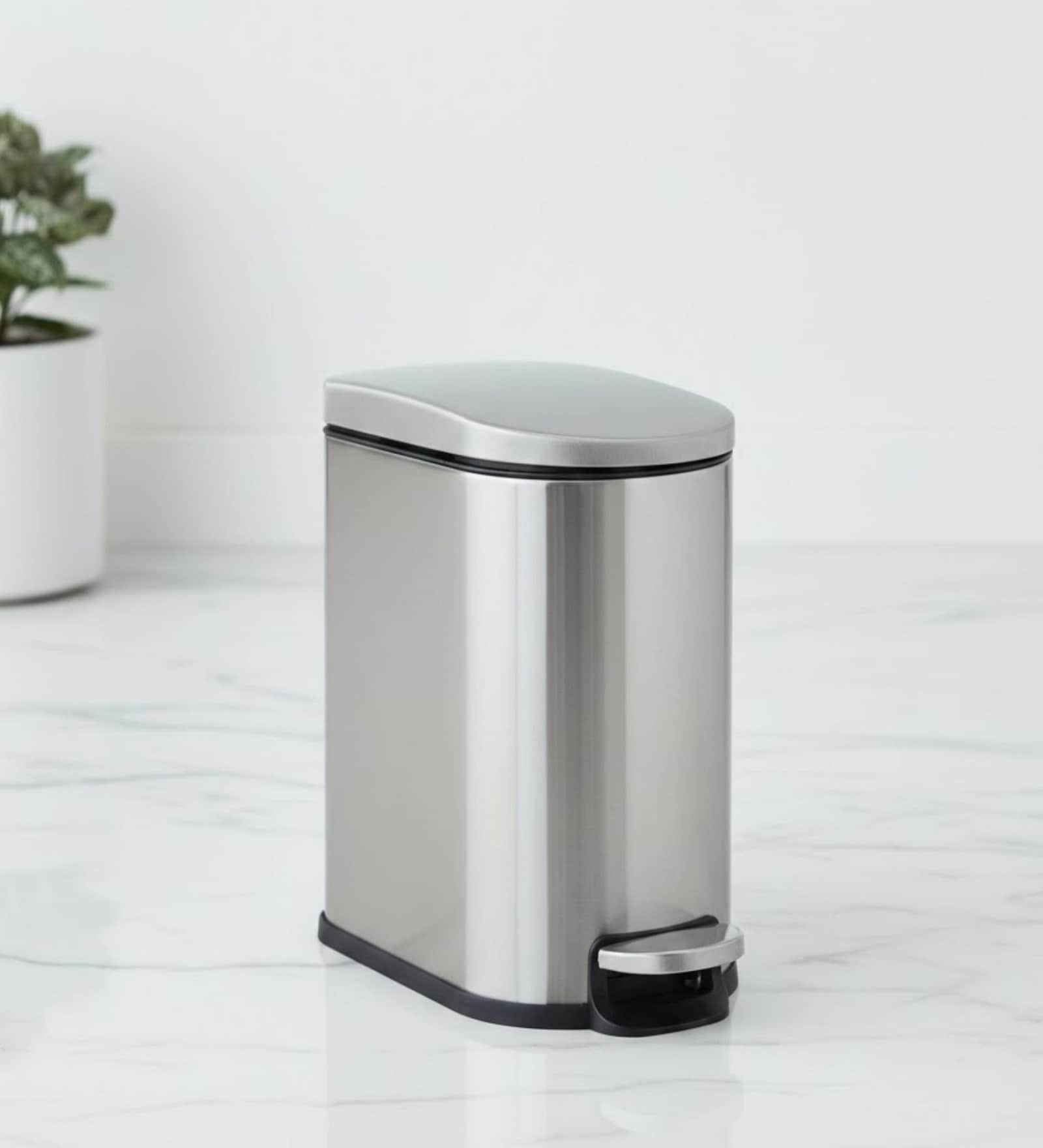 Silver Metal Rivo Trash Bin 5 Ltr