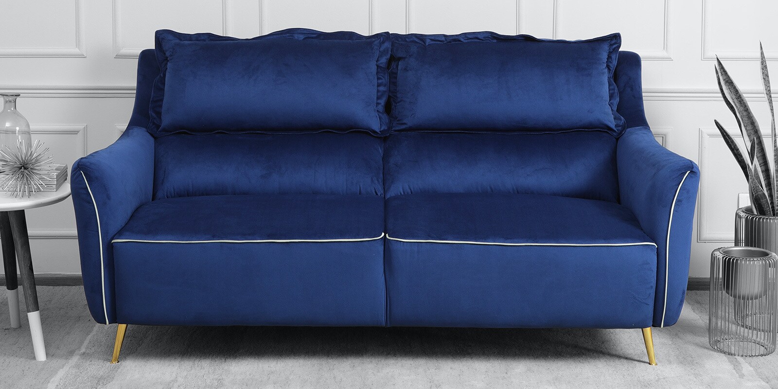 Ricardo Velvet 3 Seater Sofa In Royal Blue Colour