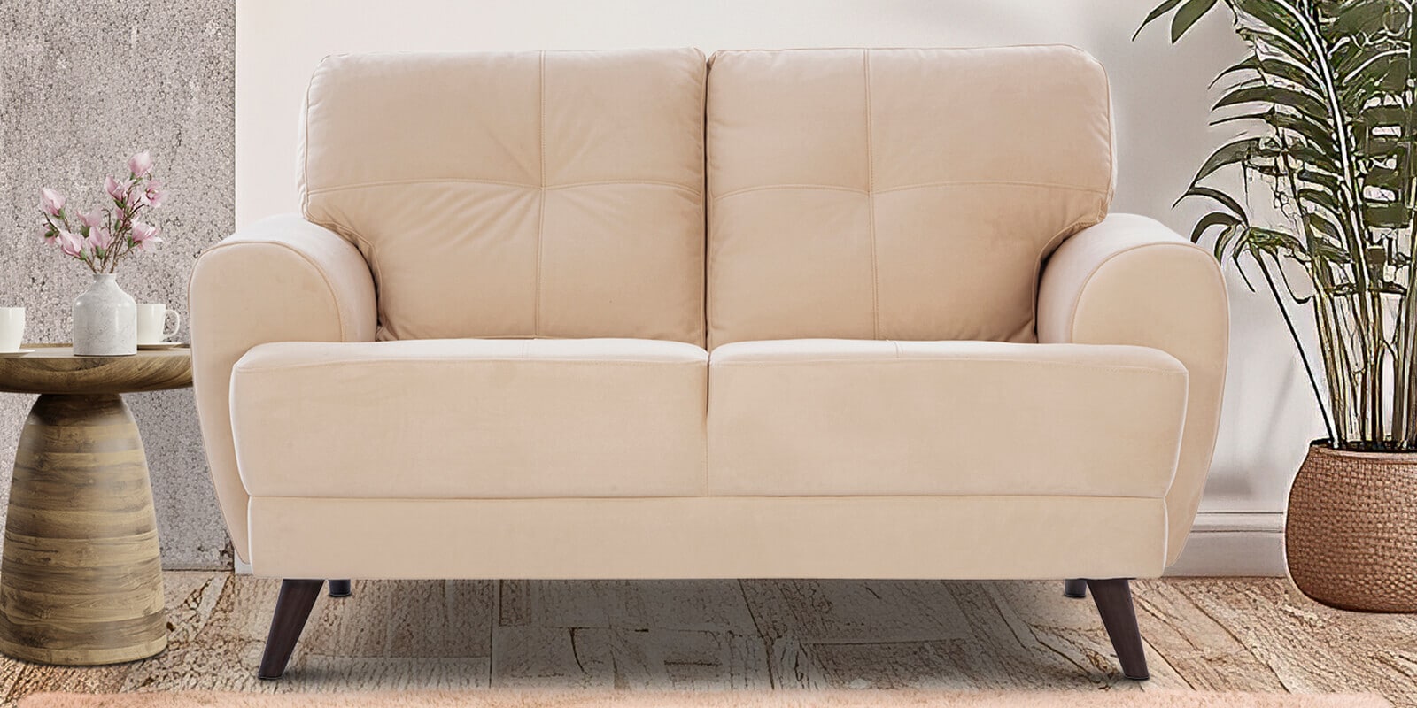 Riga Fabric 2 Seater Sofa In Beige Colour