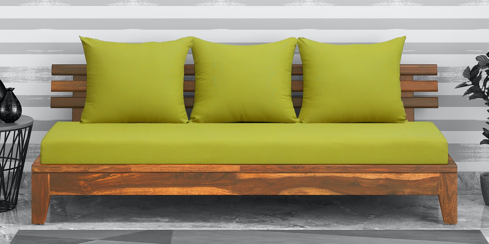 Buy Rigby Solid Wood 3 Seater Sofa In Rustic Teak Finish Woodsworth By Pepperfry Online