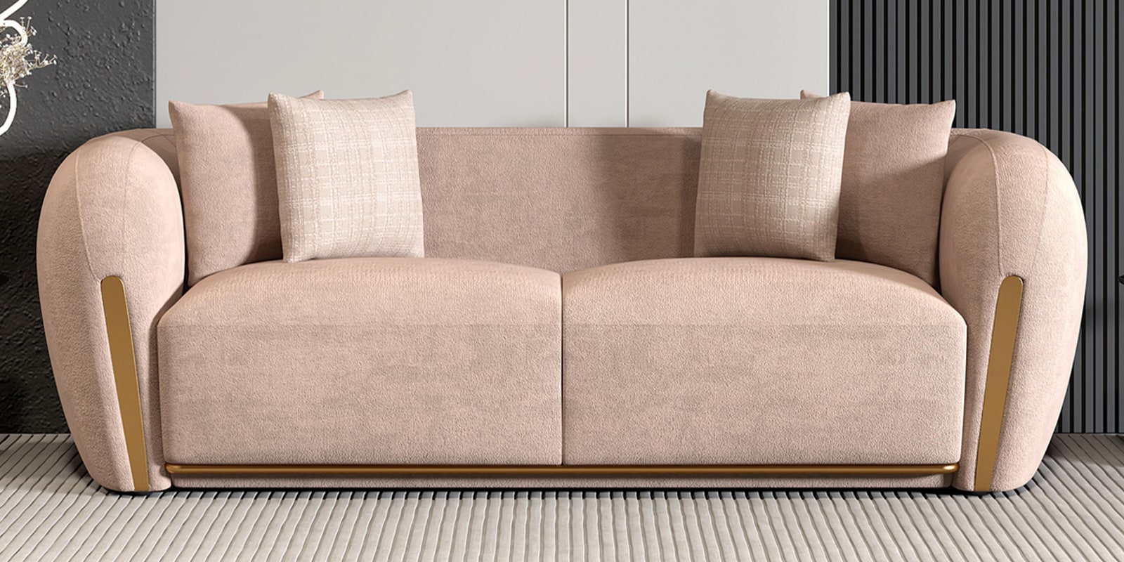 Rihanna Fabric 3 Seater Sofa In Beige Colour
