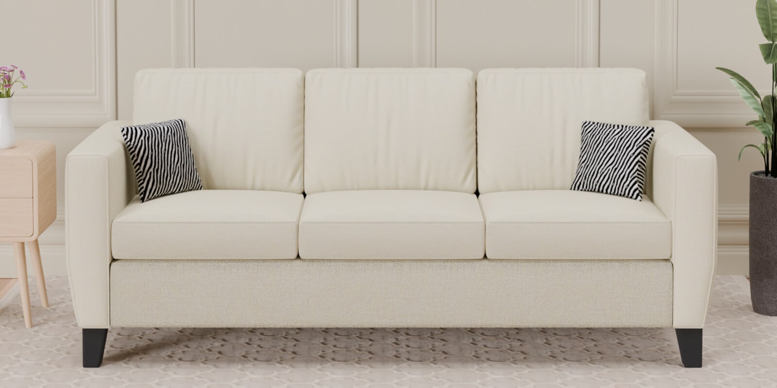 Rio 3 seater Fabric sofa in White color