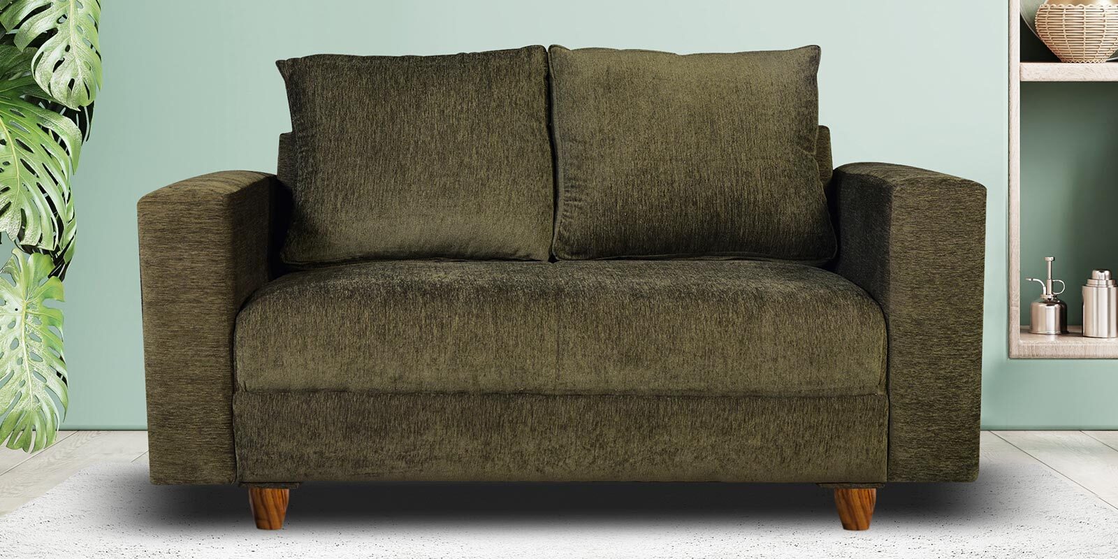 Rio Fabric 2 Seater Sofa in Green Colour