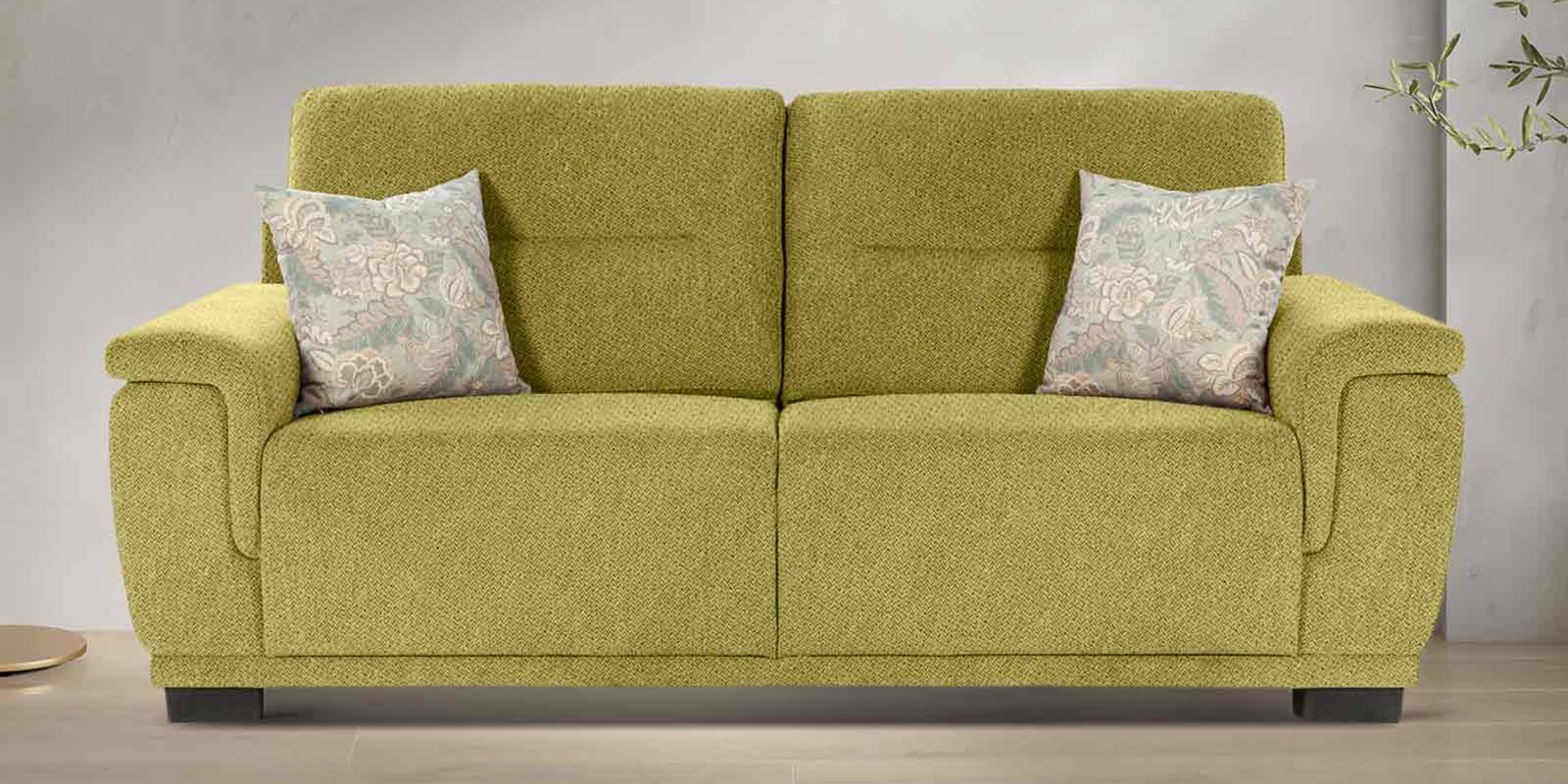 Rio Chenille Fabric 3 Seater Sofa In Olive Green Colour