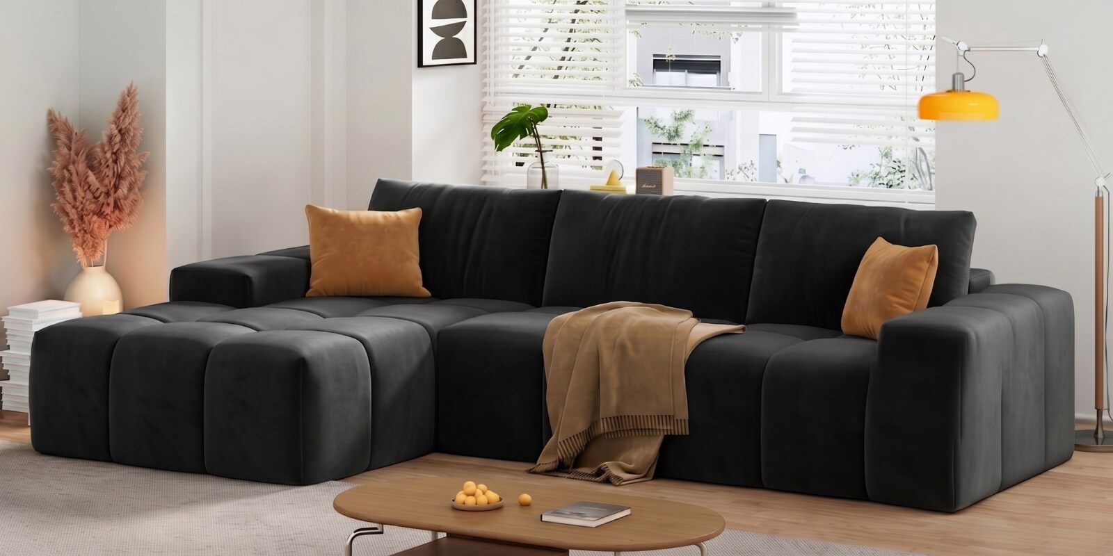 Riviera Premium Sectional Sofa In Black Color
