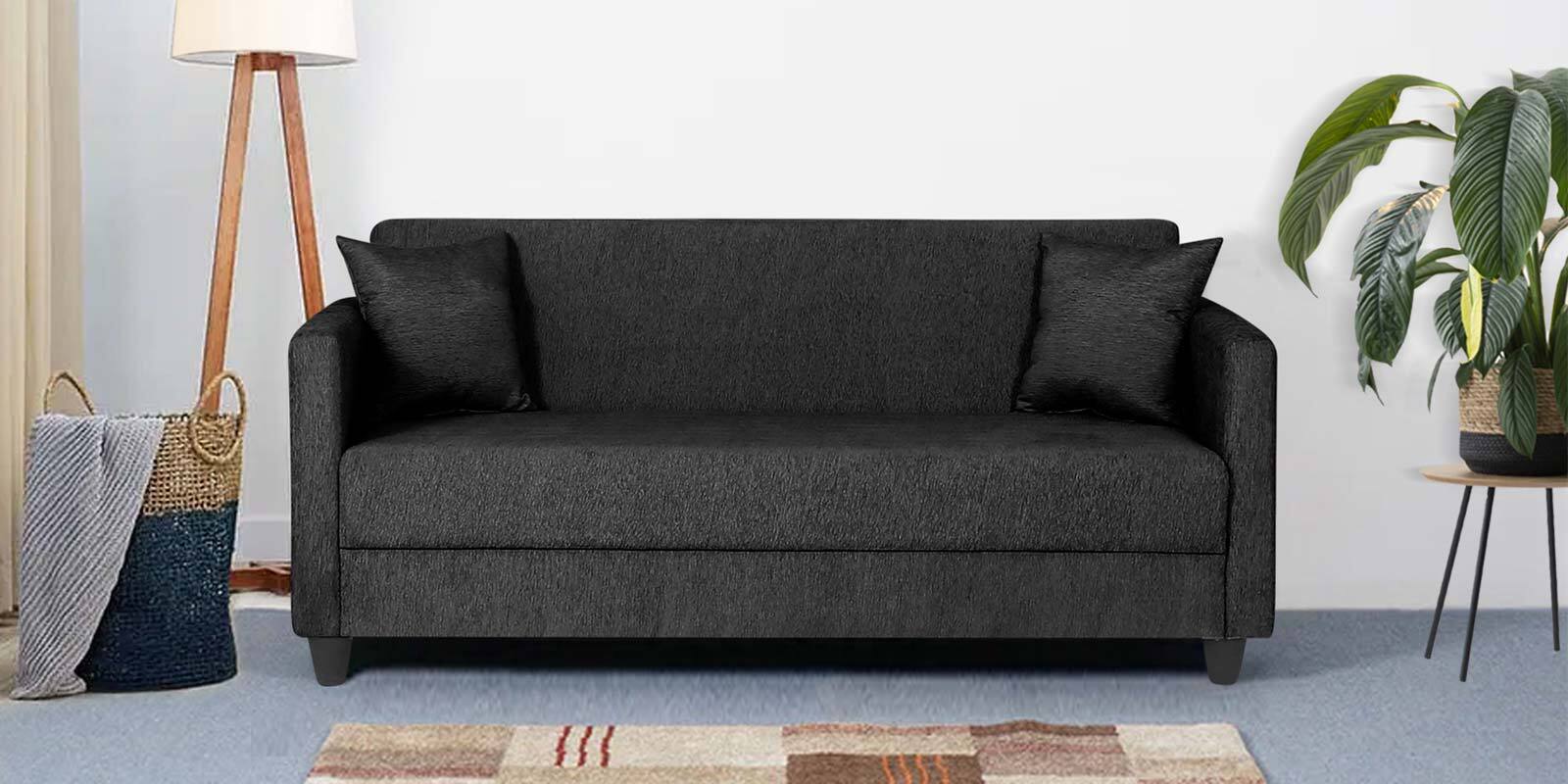 Riya Fabric 3 Seater Sofa In Mystic Black Colour