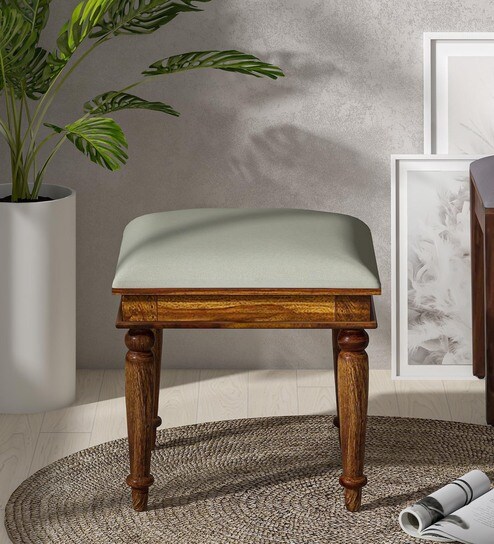 Ridhaan Sheesham Wood Seating Stool In Scratch Resistant Provincial Teak Finish