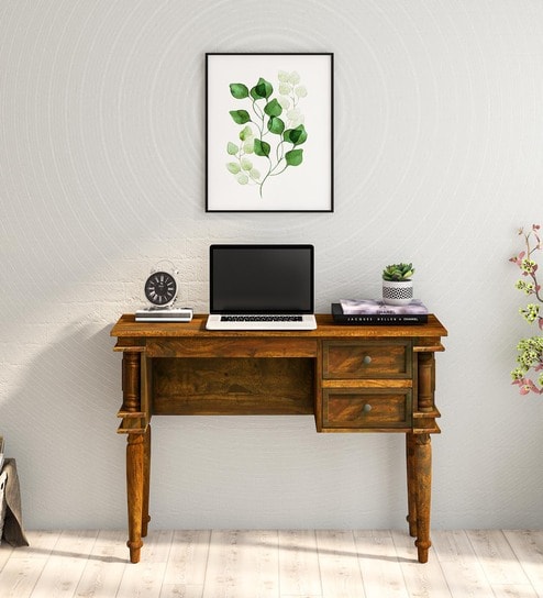 Ridhaan Sheesham Wood Writing Table In Scratch Resistant Provincial Teak Finish