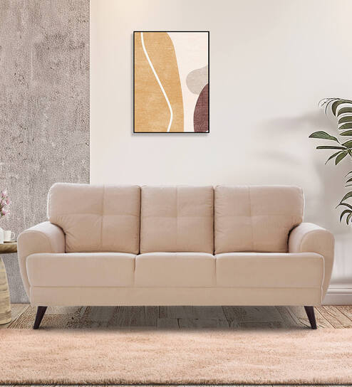 Riga Fabric 3 Seater Sofa In Beige Color