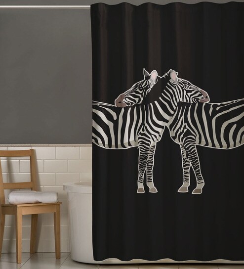 Buy Black Zebra Print Polyester Shower Curtain Length 84 Width