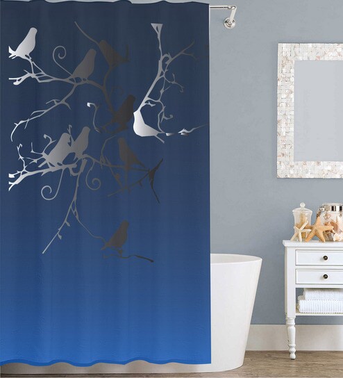 Buy Blue Clip Art Polyester Shower Curtain Length 84 Width 48