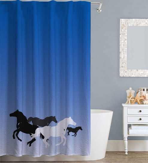 Buy Blue Clip Art Polyester Shower Curtain Length 84 Width 48