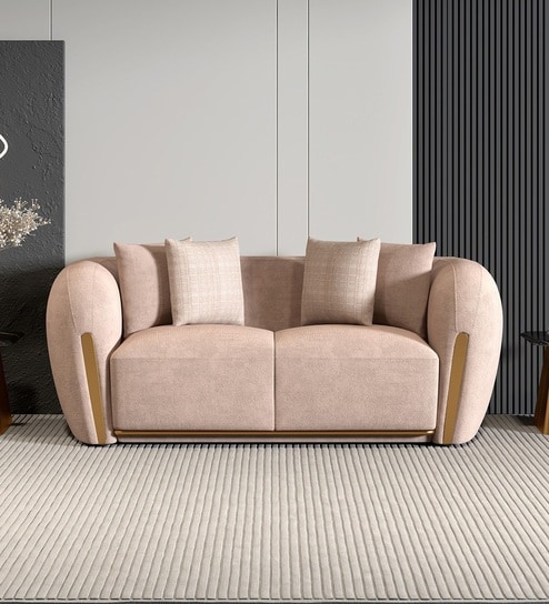 Rihanna Fabric 2 Seater Sofa In Beige Colour