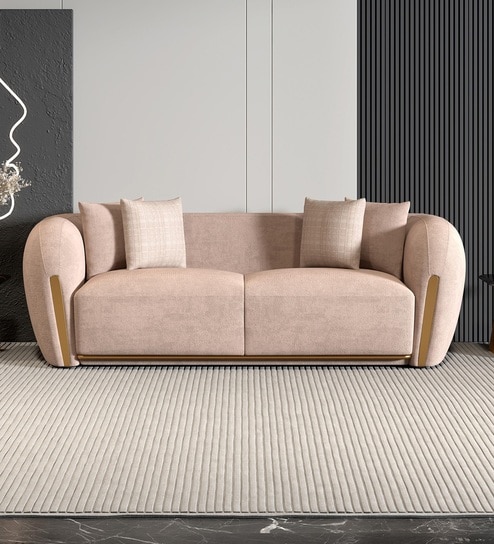Rihanna Fabric 3 Seater Sofa In Beige Colour