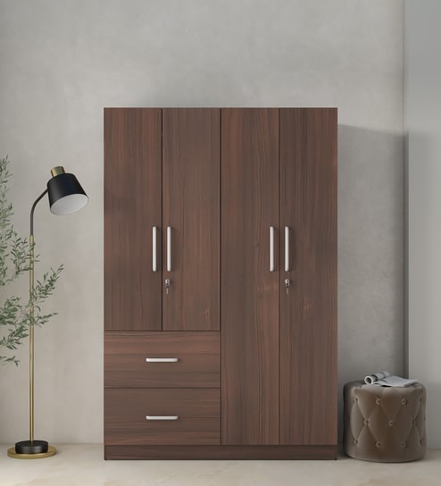 Riku 4 Door Wardrobe in Regato Walnut Finish with Lock