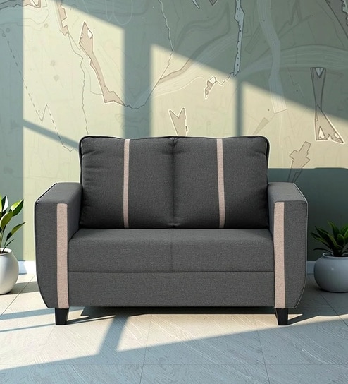 Rily Fabric 2 Seater Sofa In Dark Grey